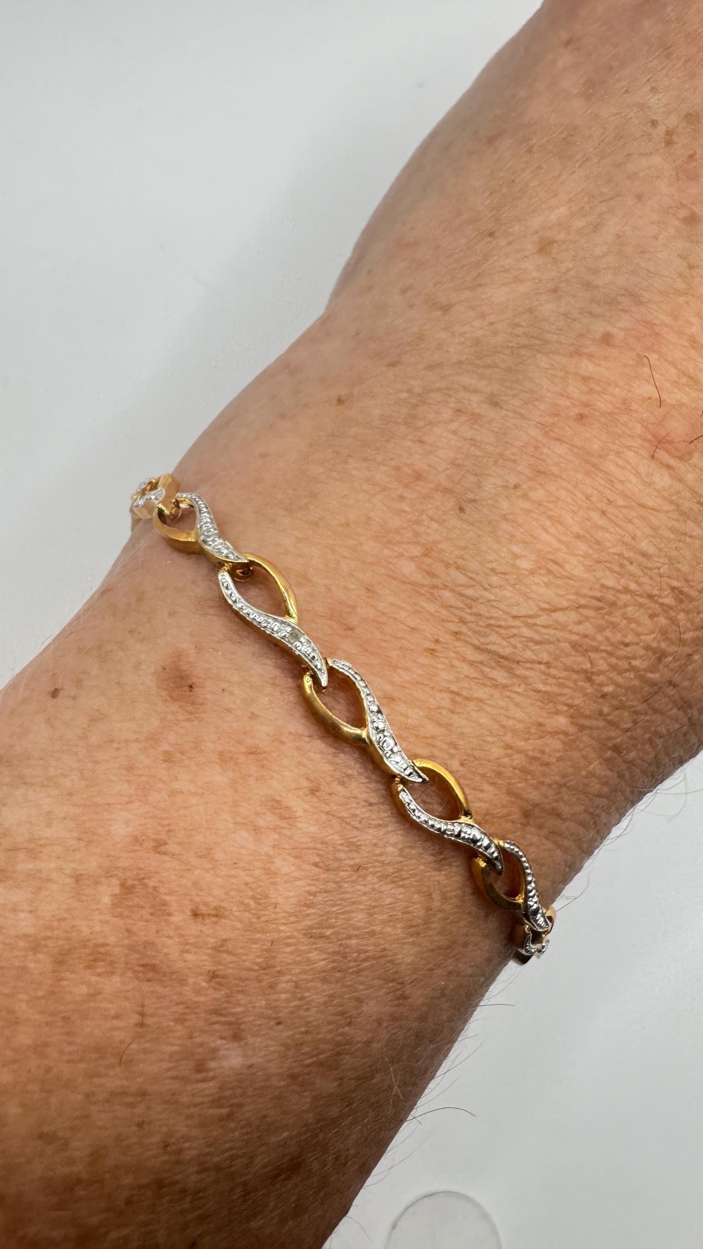 Vintage Diamond Bracelet Deco Golden 925 Sterling Silver
