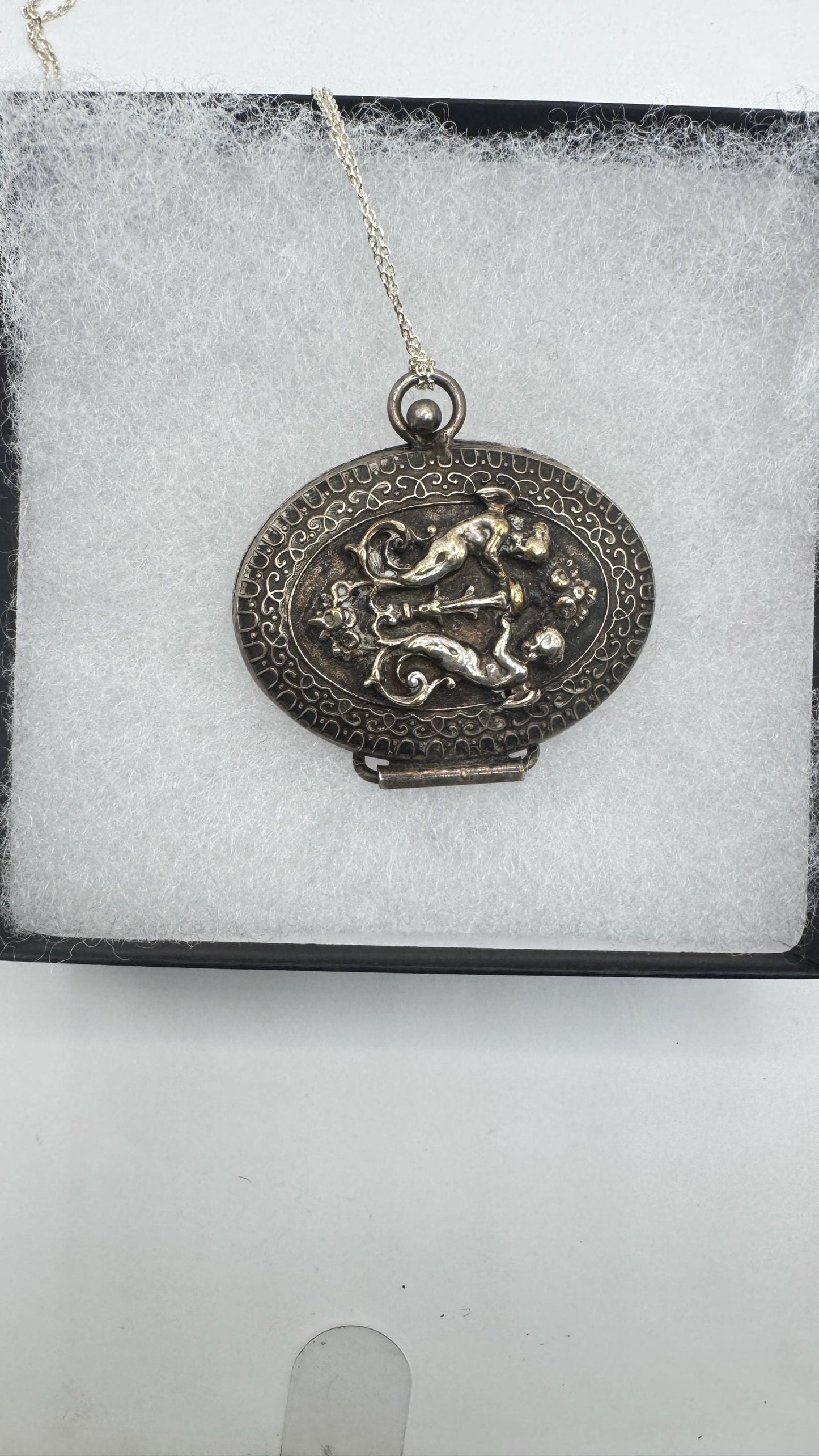 Vintage Locket Choker 925 Sterling Silver Necklace