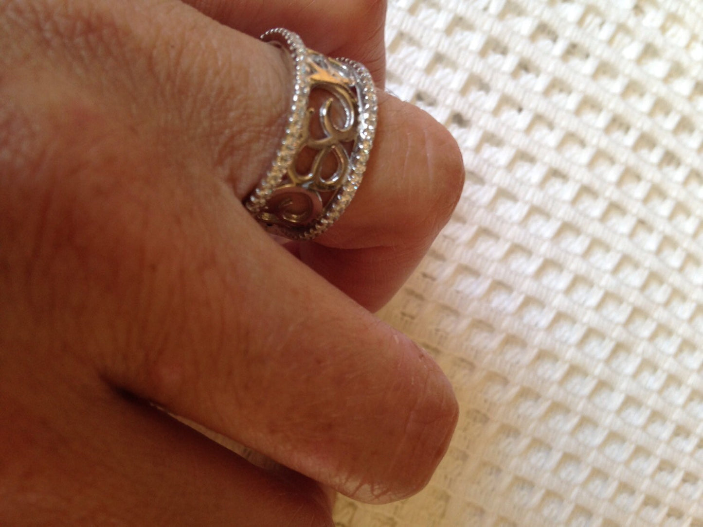 Vintage filigree Cubic Zirconia Crystal Gothic Sterling Silver ring