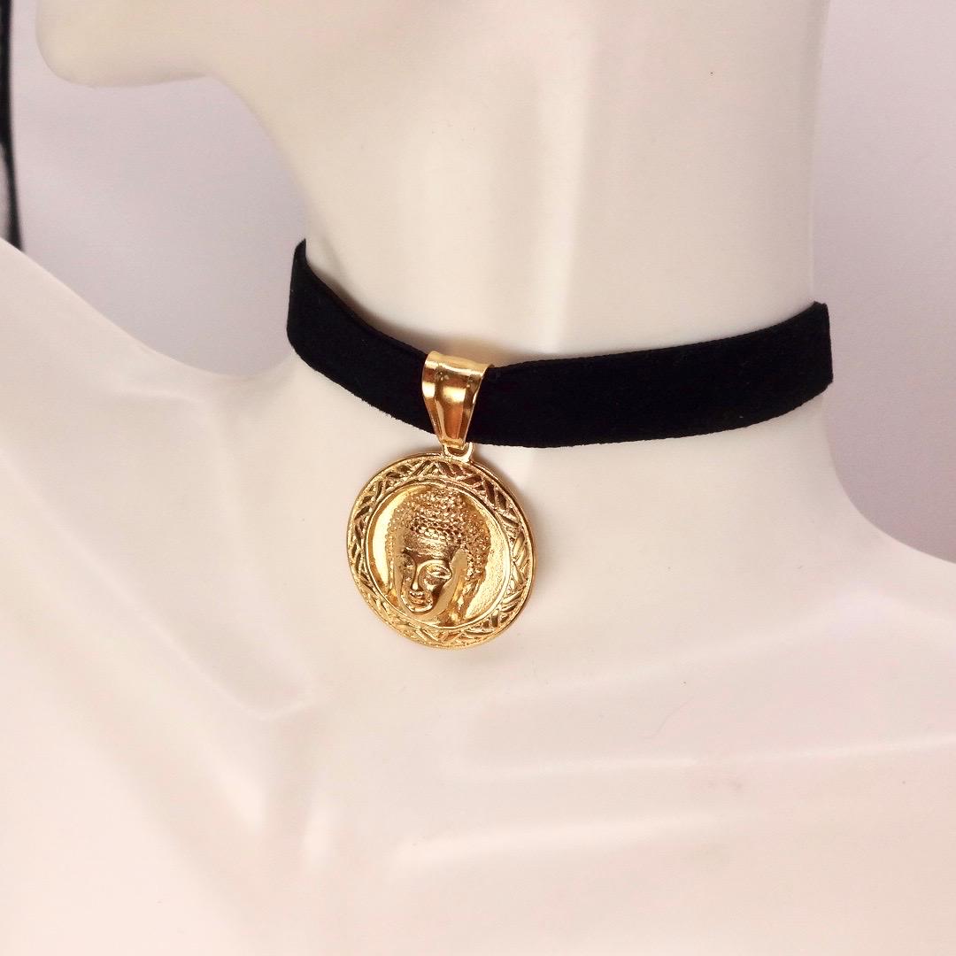 Vintage Buddha Choker Golden Finish Necklace Pendant