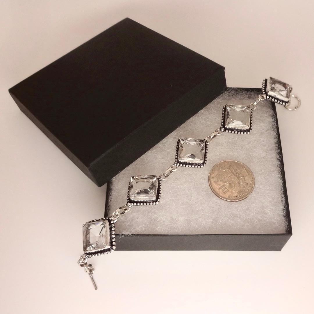 Vintage Clear Glass Toggle Bracelet