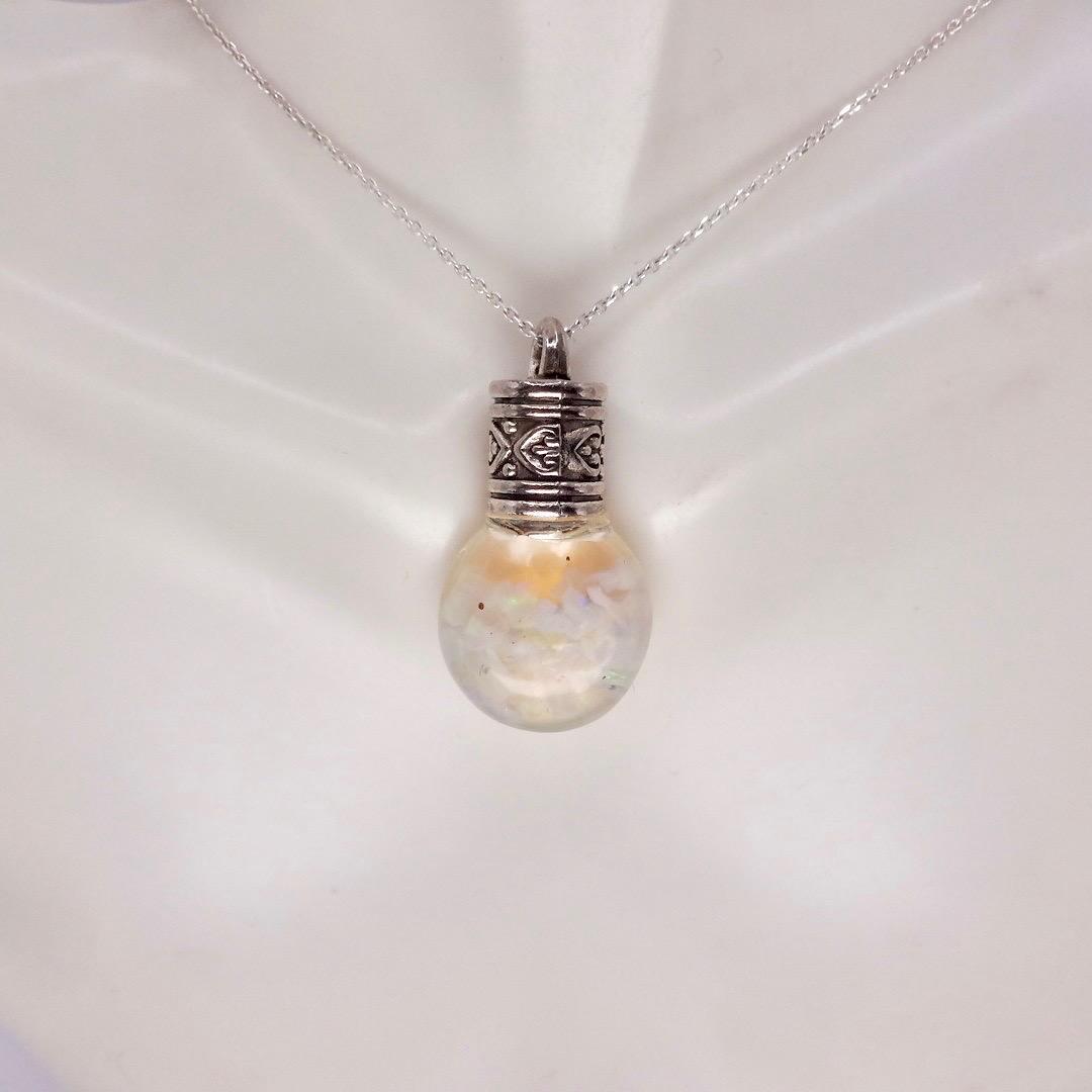 Vintage White Floating Opal Choker 925 Sterling Silver Chain Necklace Choker