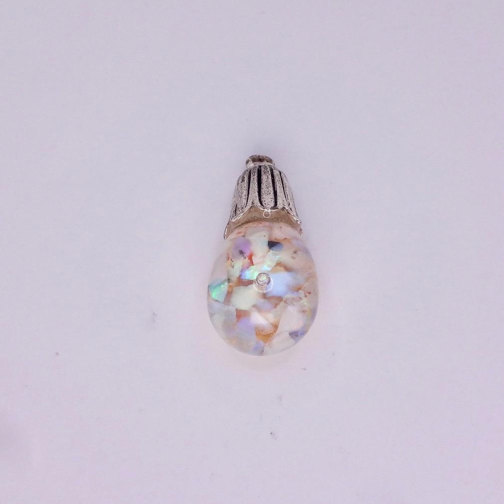 Vintage White Floating Opal Choker 925 Sterling Silver Chain Necklace Choker