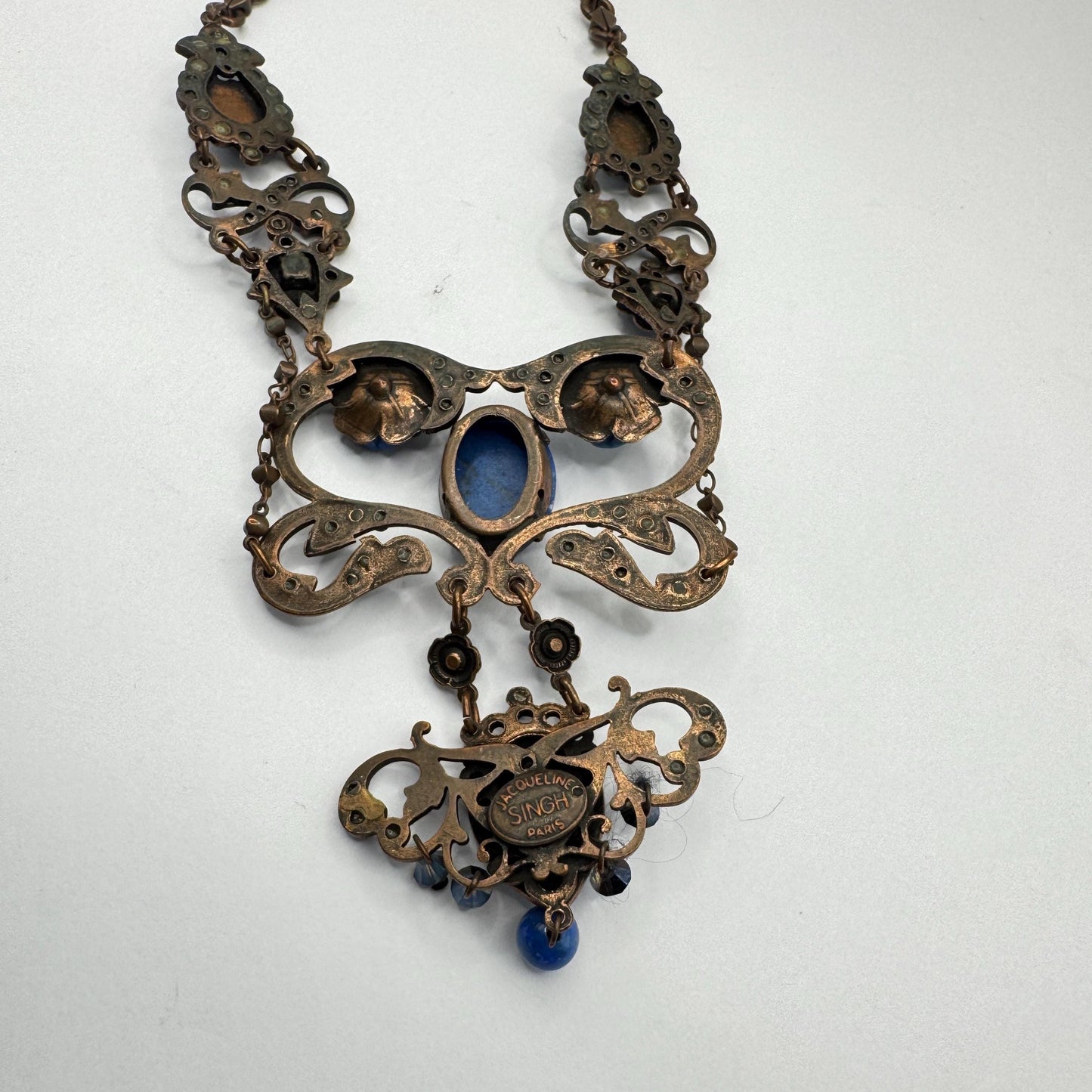 Vintage Blue Lapis Lazuli Statement Choker Necklace