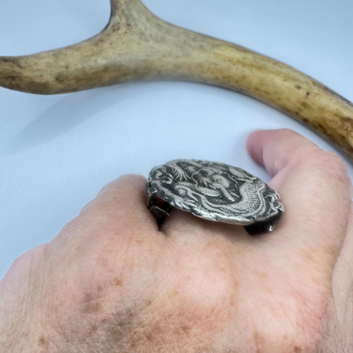 Vintage Gothic Dragon 925 Sterling Silver Ring Size 6.5