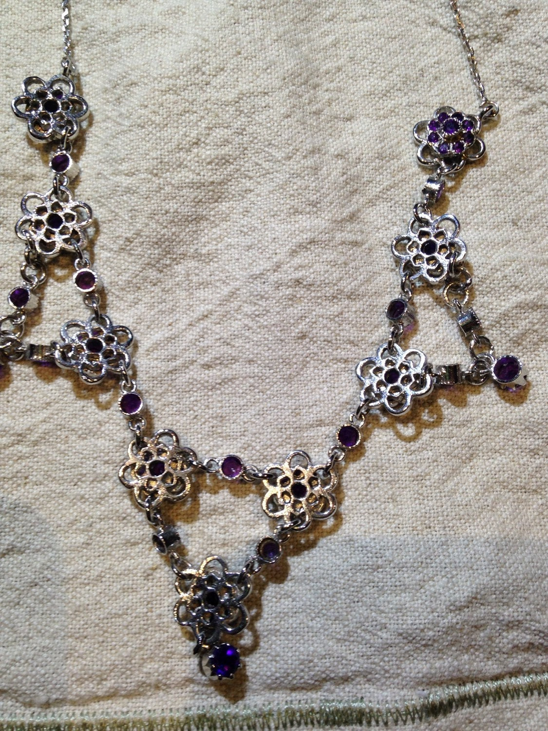 Nemesis Vintage Genuine Deep Amethyst Draping Choker Necklace.