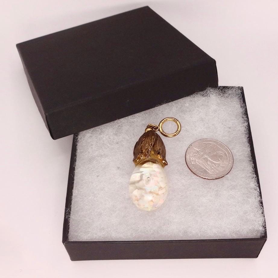 Vintage White Floating Opal Choker Pendant Necklace Black Choker