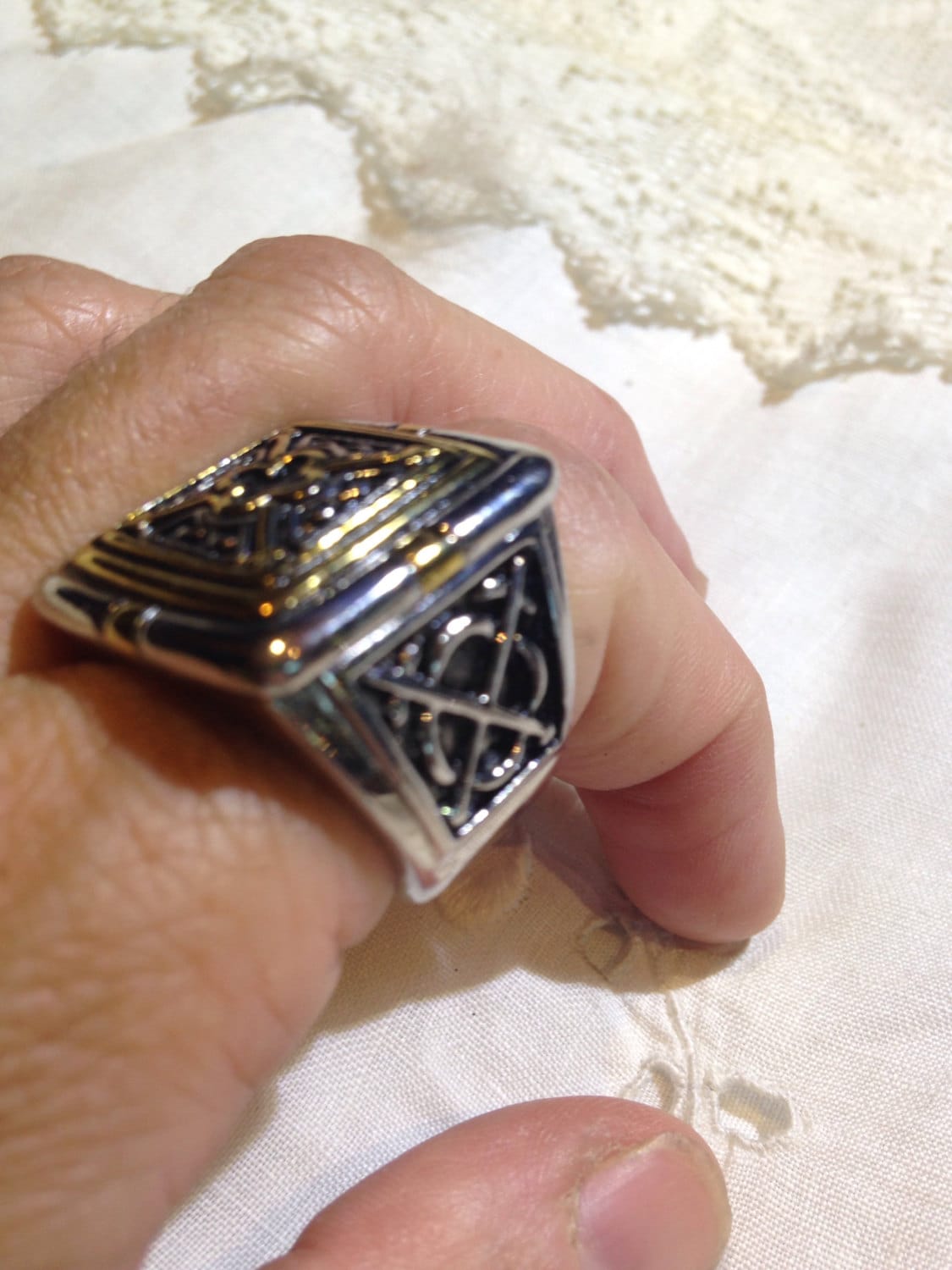 Vintage Gothic Golden Silver Stainless Steel Cross Mens Ring