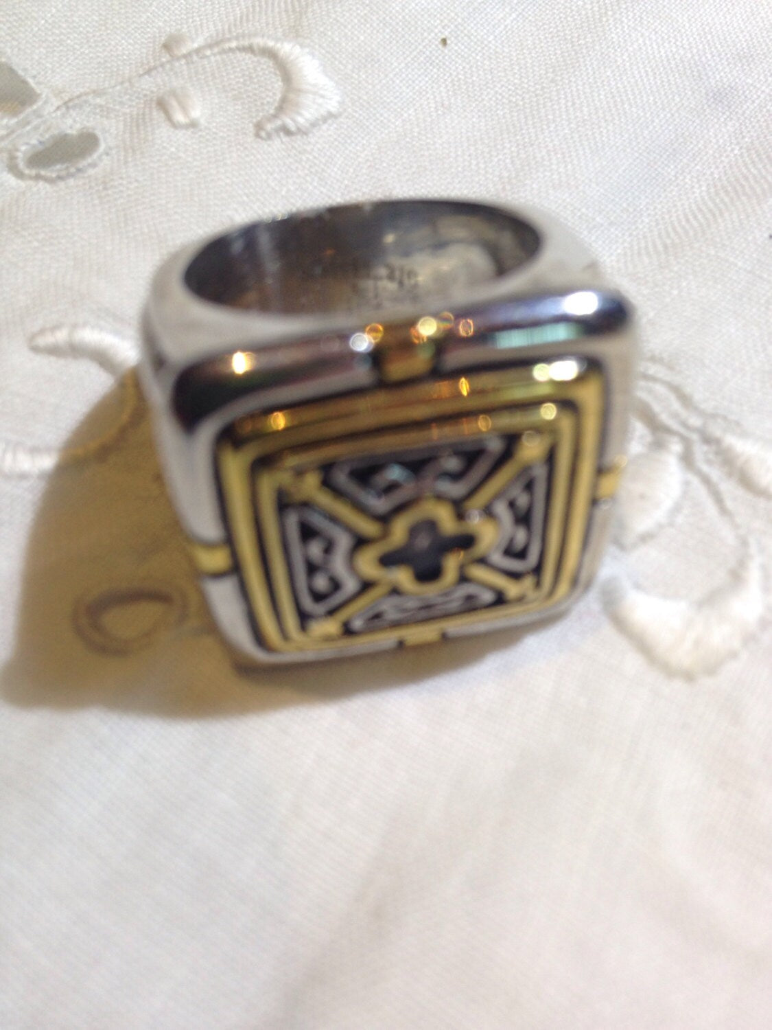 Vintage Gothic Golden Silver Stainless Steel Cross Mens Ring