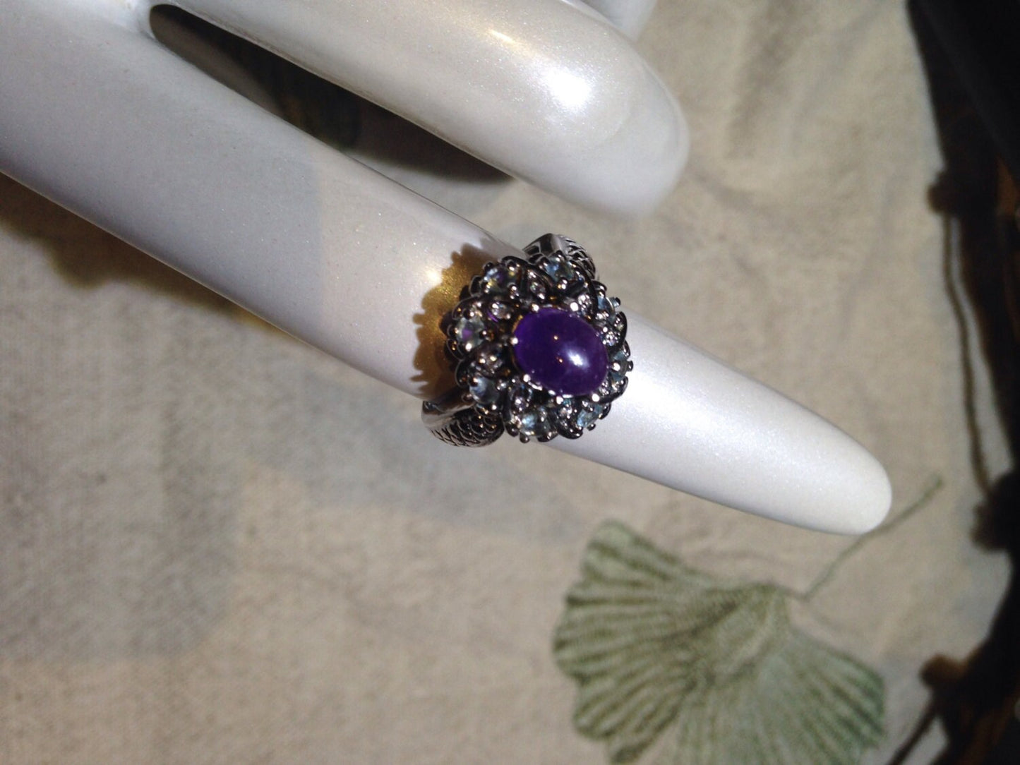 Vintage Handmade Genuine Purple Amethyst Filigree Setting 925 Sterling Silver Gothic Ring