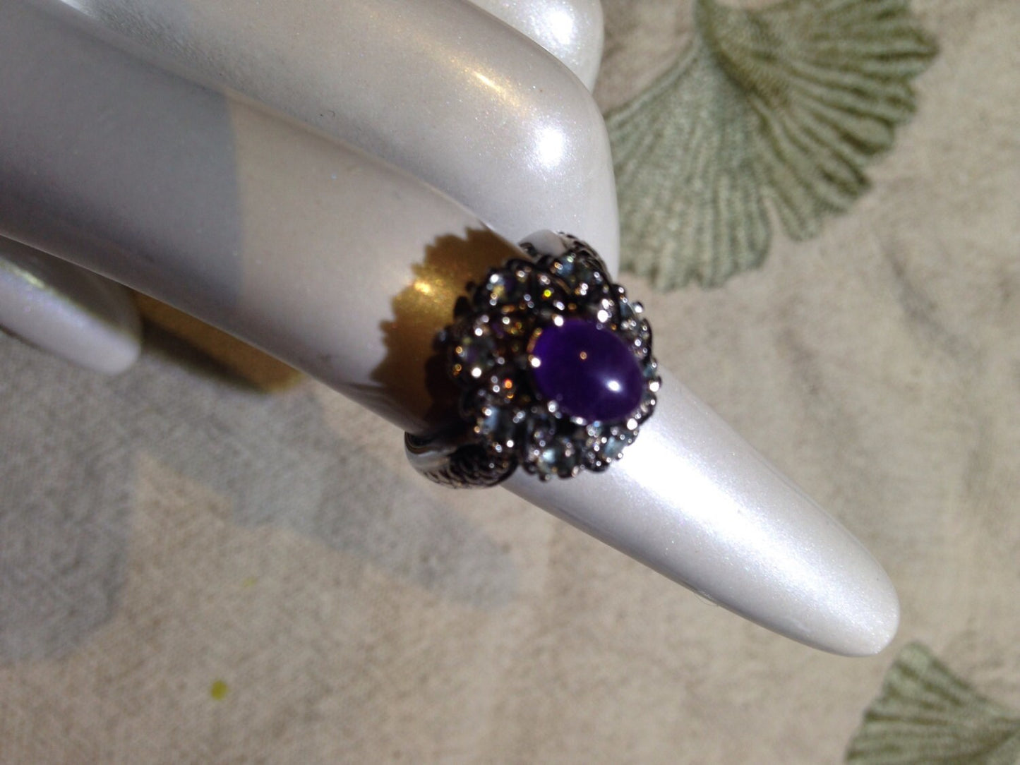 Vintage Handmade Genuine Purple Amethyst Filigree Setting 925 Sterling Silver Gothic Ring