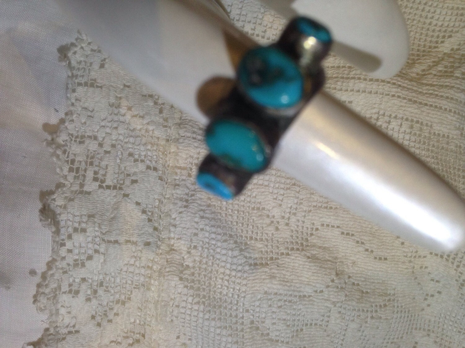 Vintage Genuine Native American Turquoise 925 Sterling Silver Ring