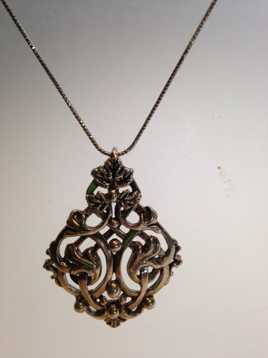 Handmade 925 Sterling Silver Vintage filligree Large Pendant