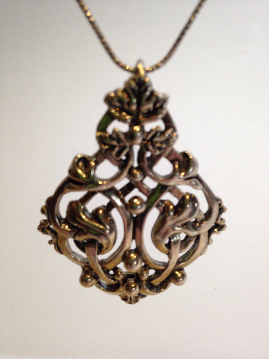 Handmade 925 Sterling Silver Vintage filligree Large Pendant