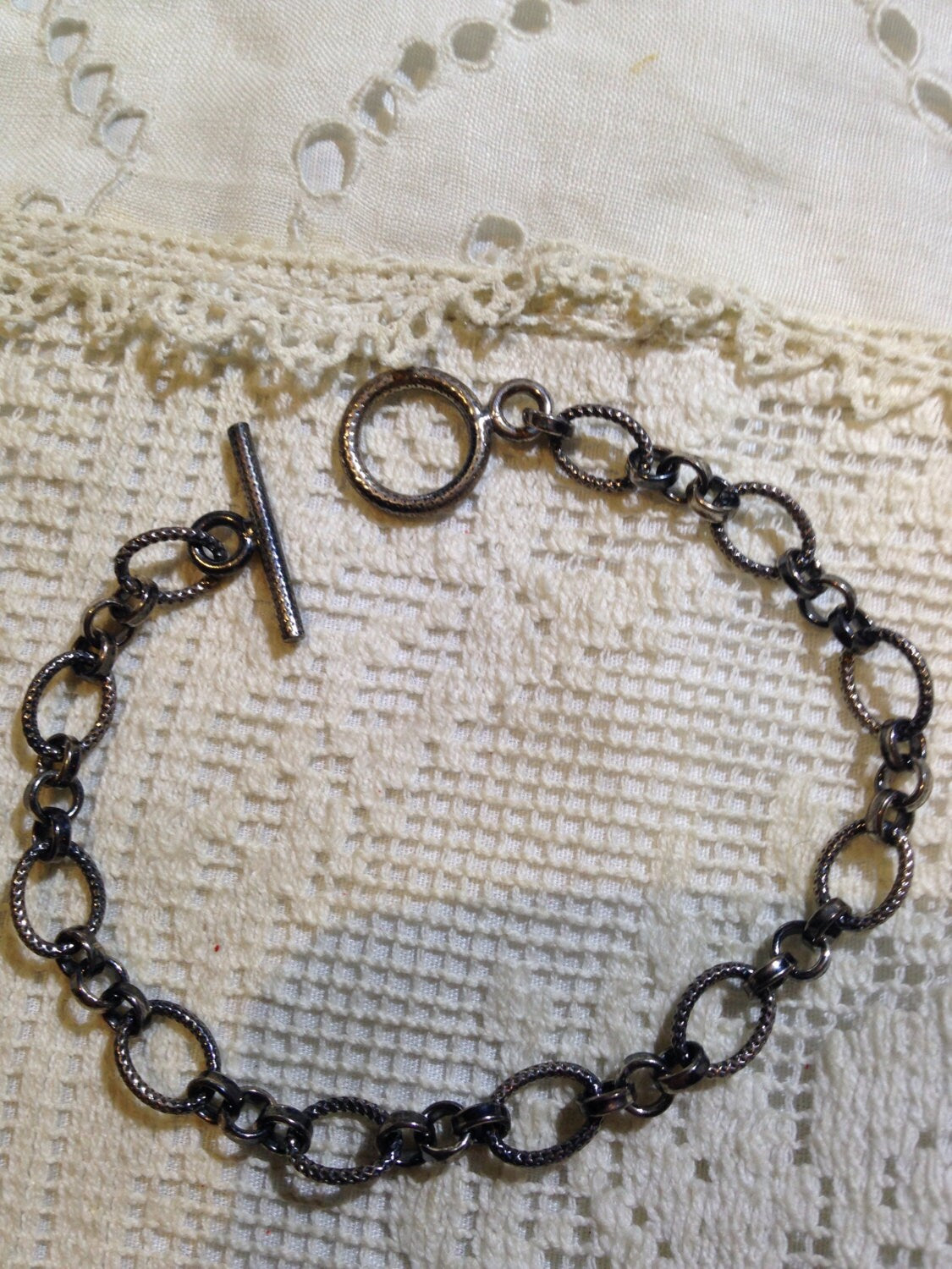 Vintage 925 Sterling SilverChain Link Charm Bracelet