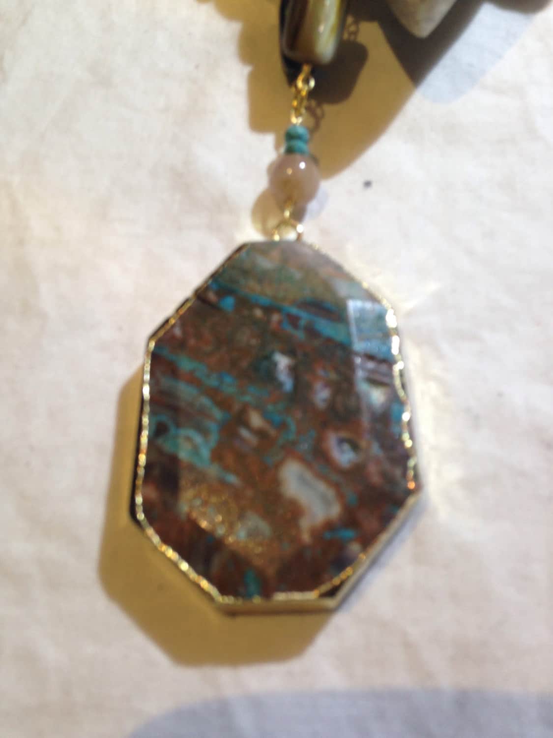 Hand Made Turquoise Agate Quartz and Crystal Necklace