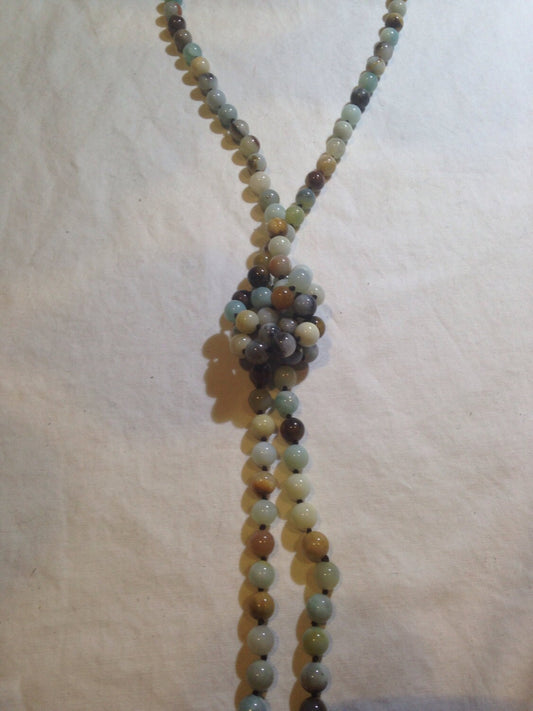 Hand Knoted Vintage Mixed color Amazonite beaded Necklace