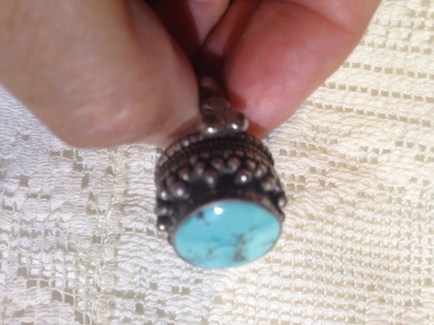 Vintage Genuine Native American Genuine Turquoise Gemstone 925 Sterling Silver Ring