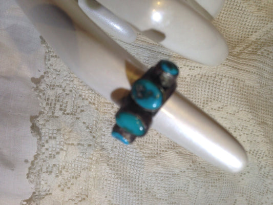 Vintage Genuine Native American Turquoise 925 Sterling Silver Ring