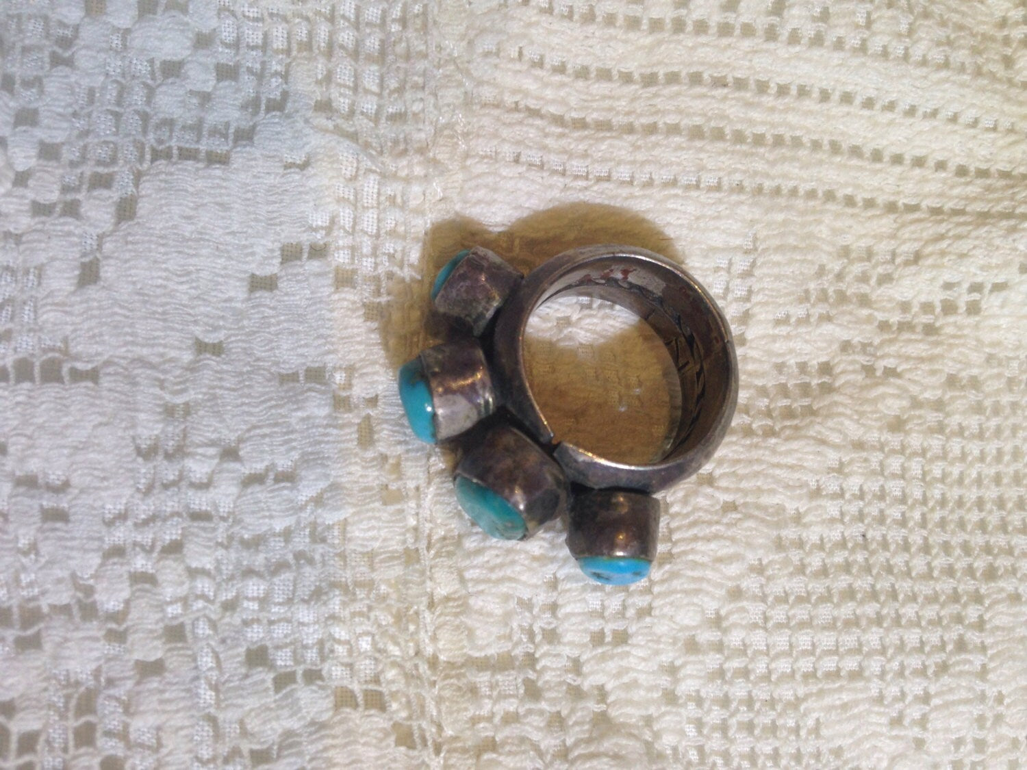 Vintage Genuine Native American Turquoise 925 Sterling Silver Ring