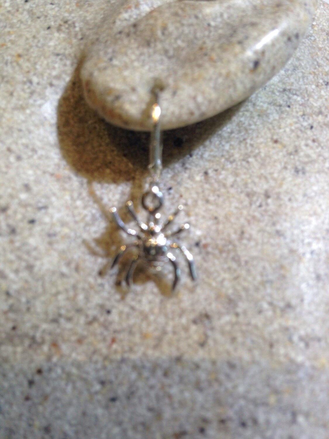 Vintage Handmade 925 Sterling Silver Spider Charm Deco Earrings