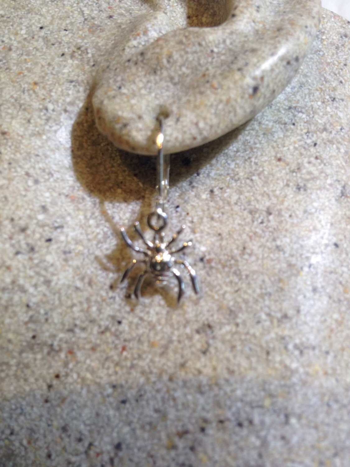 Vintage Handmade 925 Sterling Silver Spider Charm Deco Earrings