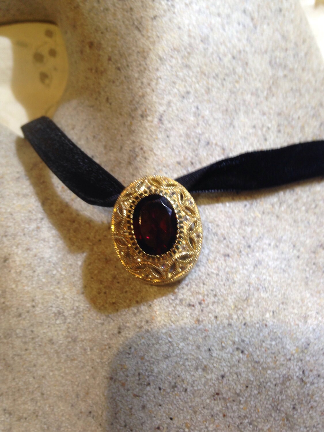 Vintage Handmade 925 Sterling Silver Gold Finish Genuine Garnet Antique Pendant Necklace