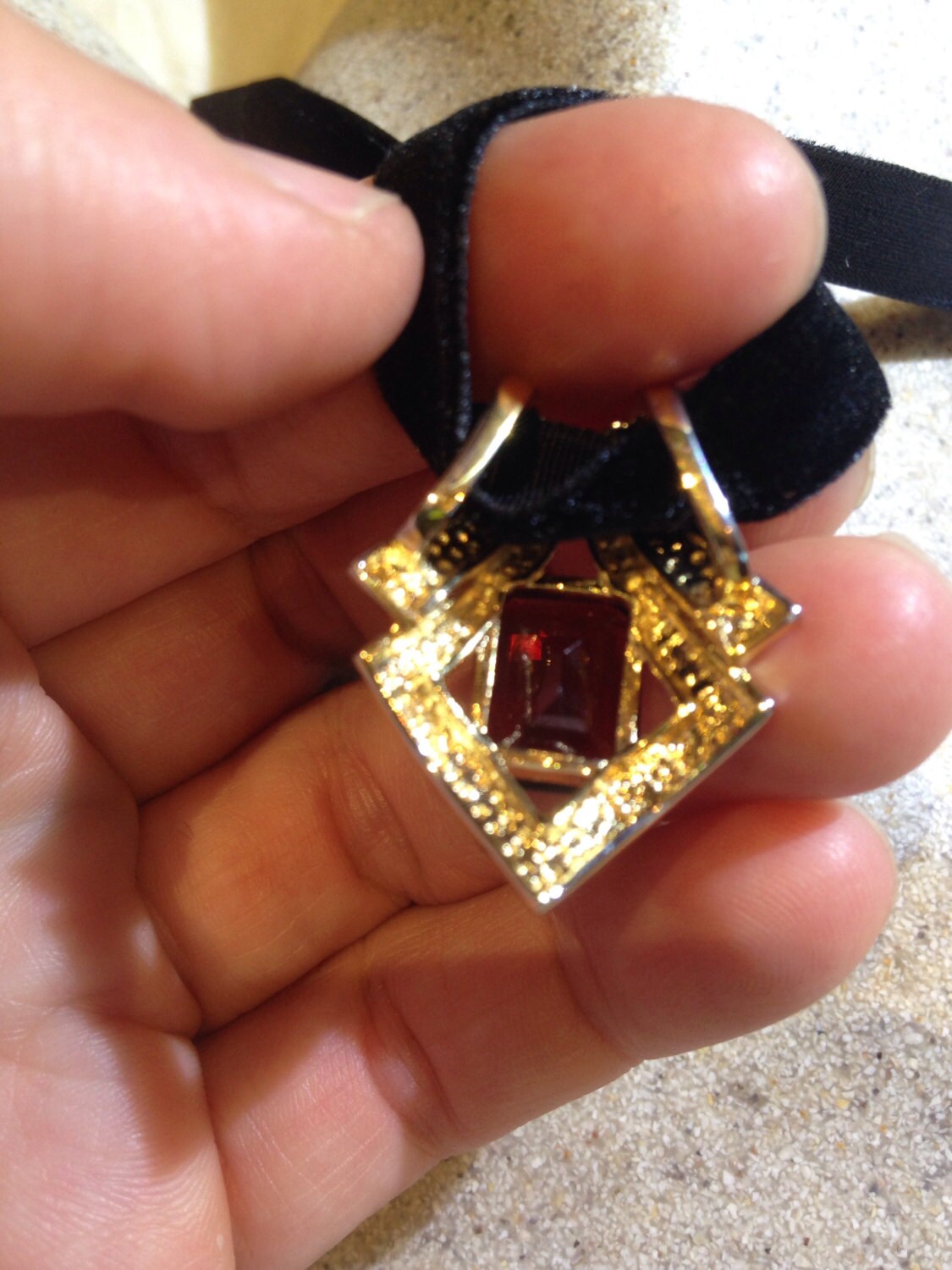 Vintage Handmade 925 Sterling Silver Gold Finish Genuine Garnet Antique Pendant Necklace