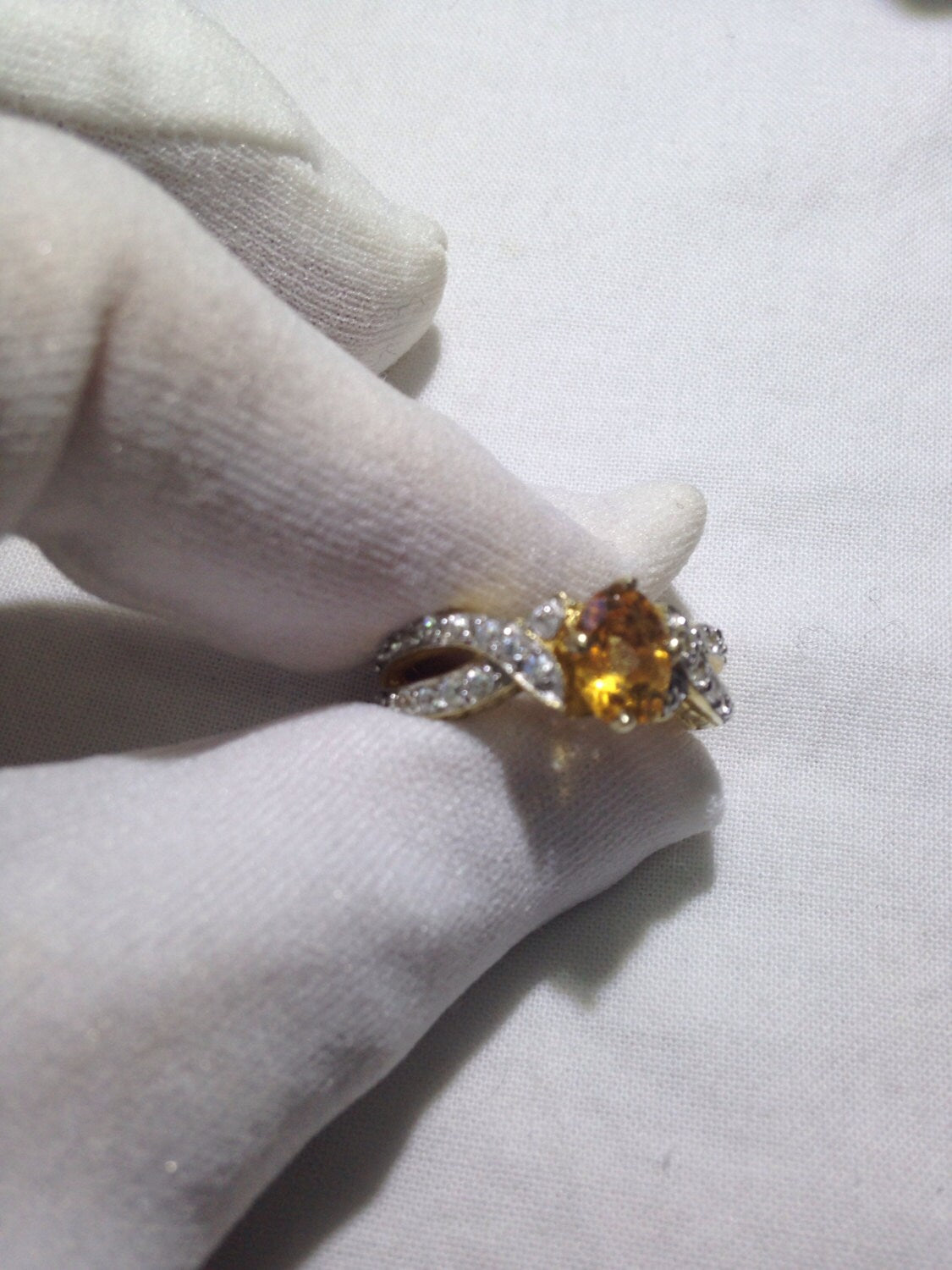 Vintage Handmade Golden Genuine Citrine 925 Sterling Silver Gothic Ring