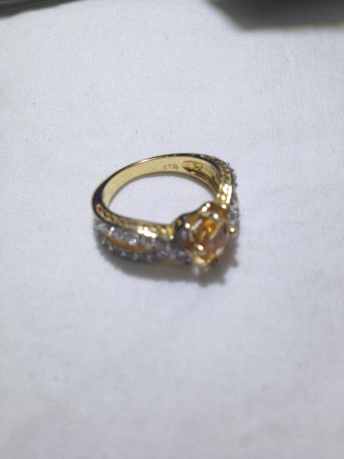 Vintage Handmade Golden Genuine Citrine 925 Sterling Silver Gothic Ring