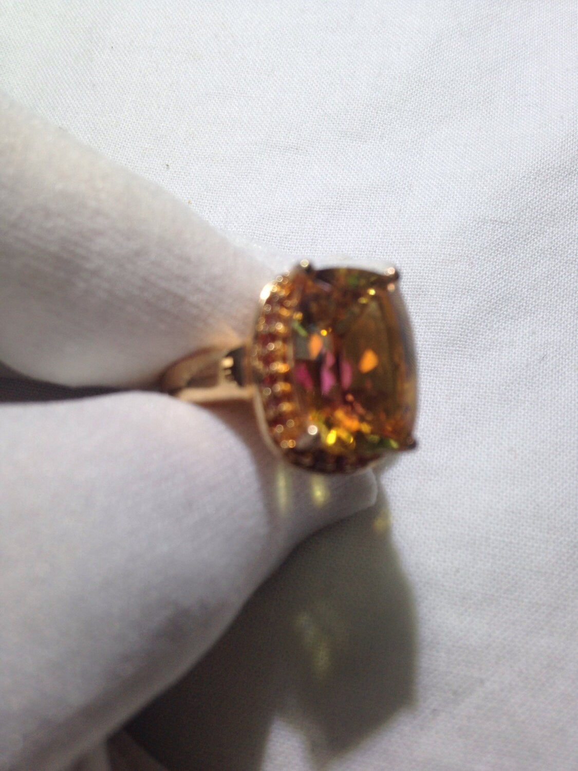 Vintage Handmade Golden Genuine Citrine 925 Sterling Silver gothic Ring