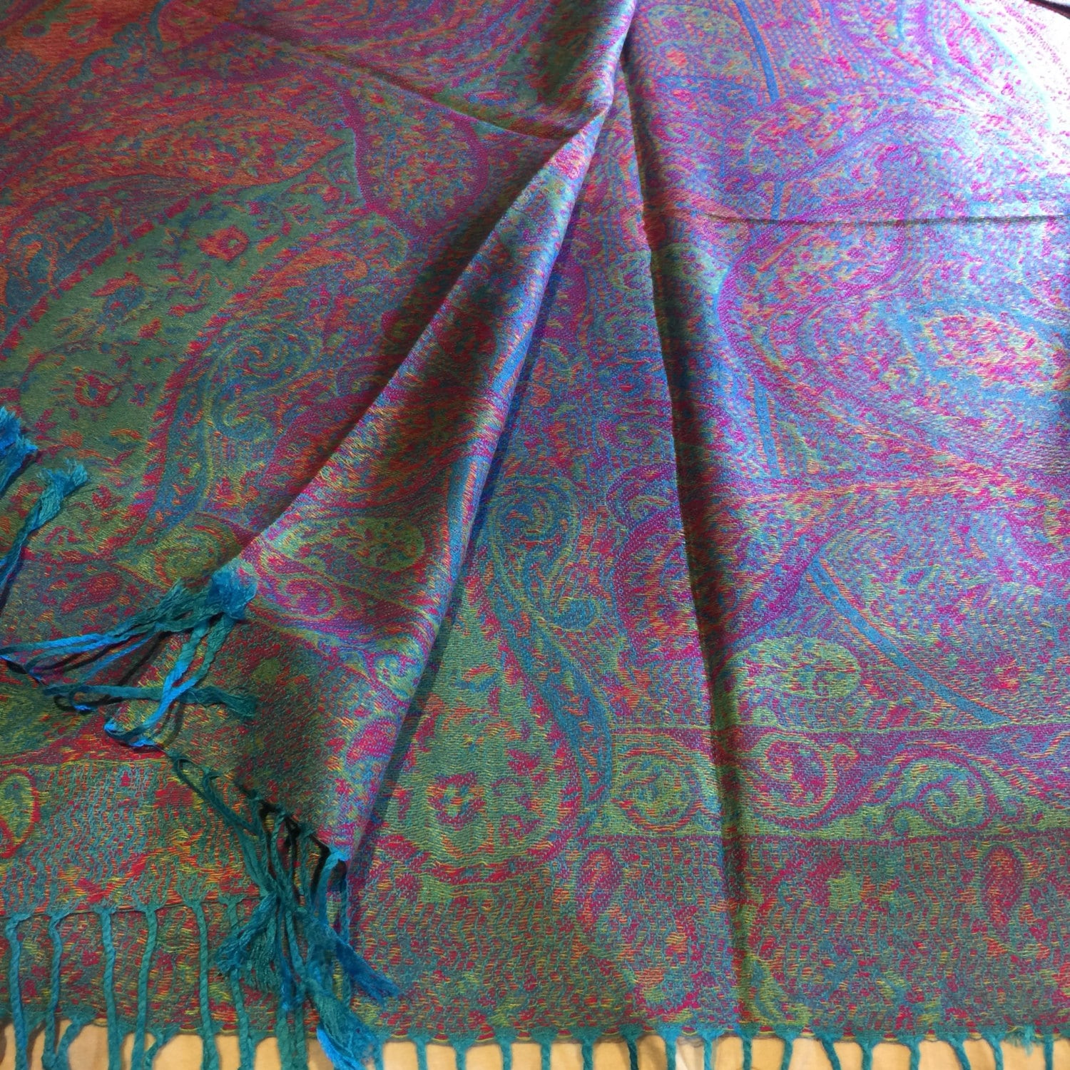 Vintage Paisley Brocade Pashmina Scarf Wrap Shawl