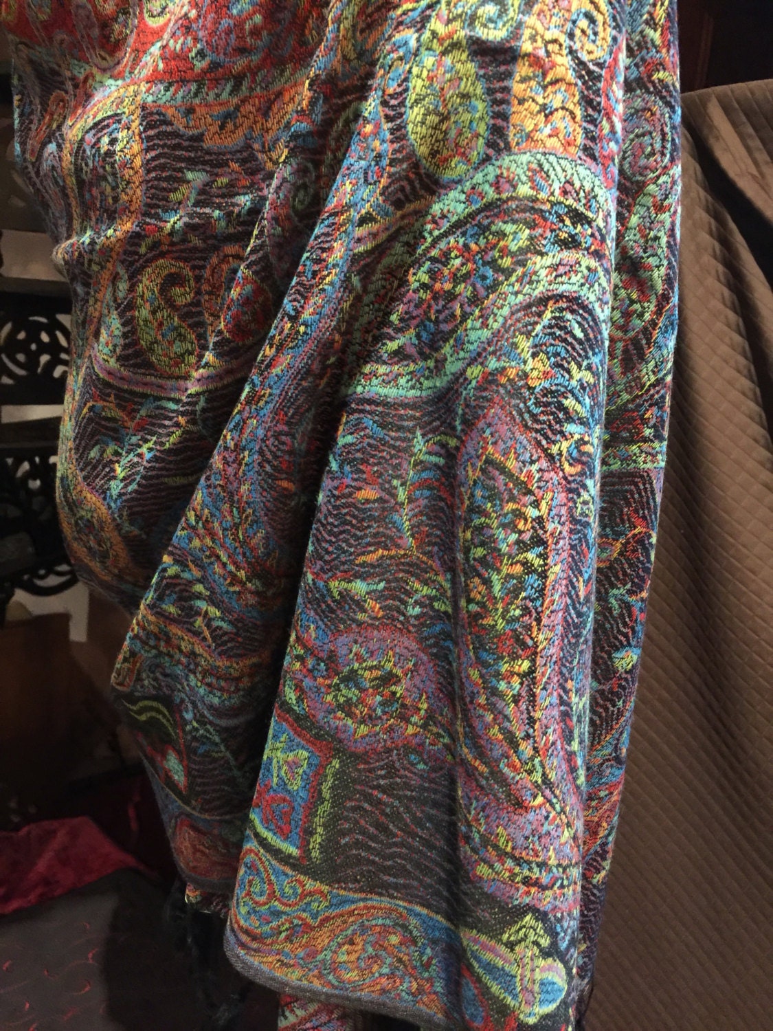 Vintage Paisley Brocade Pashmina Scarf Wrap Shawl