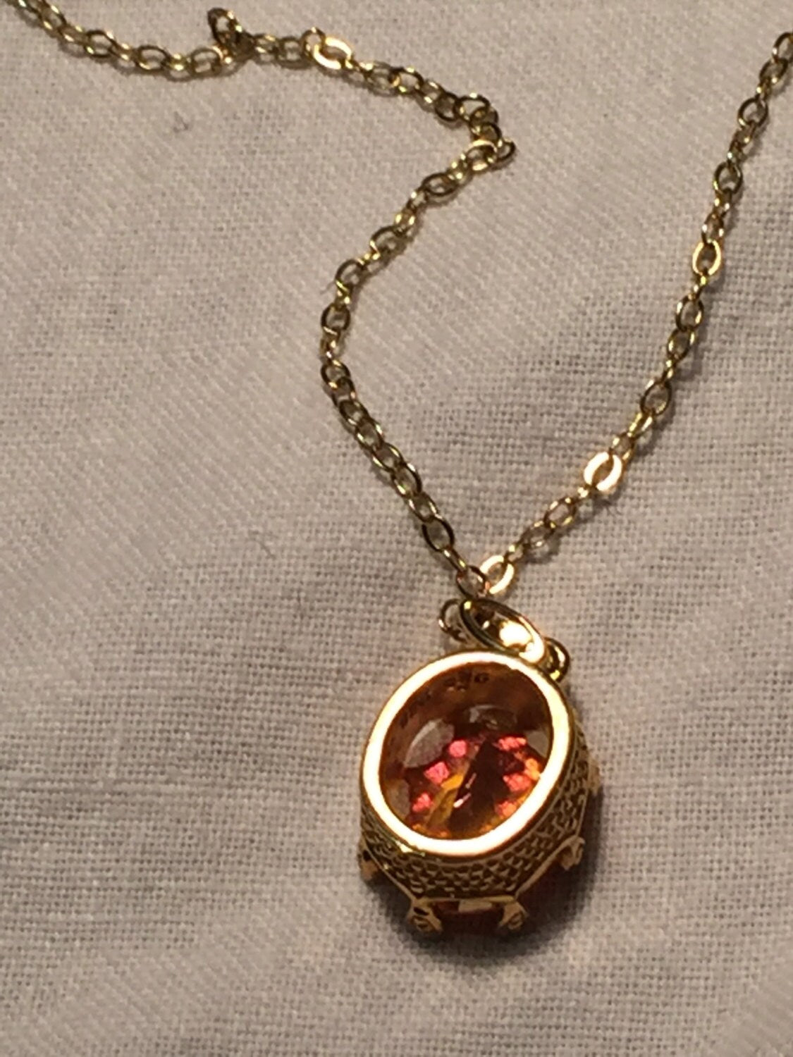 Vintage Handmade Gold finished 925 Sterling Silver Mystic Genuine Topaz Antique Pendant Necklace