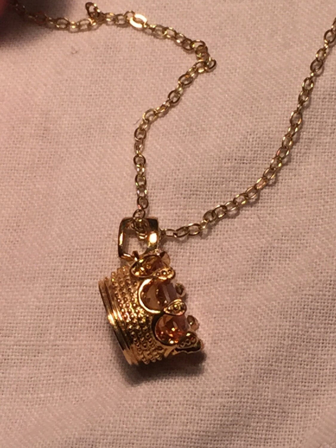 Vintage Handmade Gold finished 925 Sterling Silver Mystic Genuine Topaz Antique Pendant Necklace