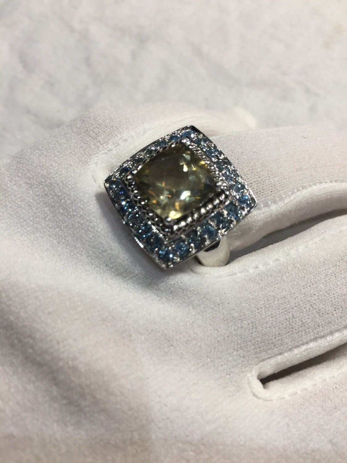 Vintage Gothic Golden Lemon Quartz 925 Sterling Silver Ring