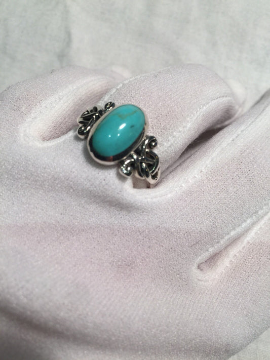 Vintage Turquoise Gemstone 925 Sterling Silver Celtic Ring