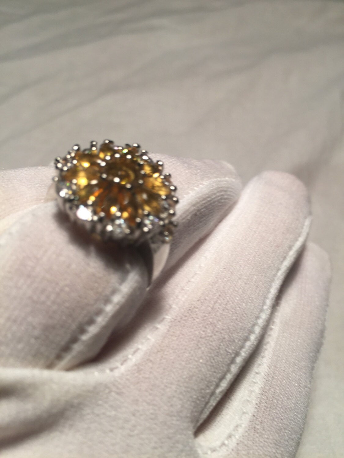 Vintage Handmade Golden Genuine Citrine 925 Sterling Silver Gothic Ring