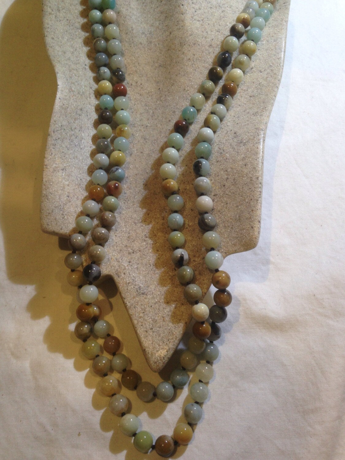 Hand Knoted Vintage Mixed color Amazonite beaded Necklace