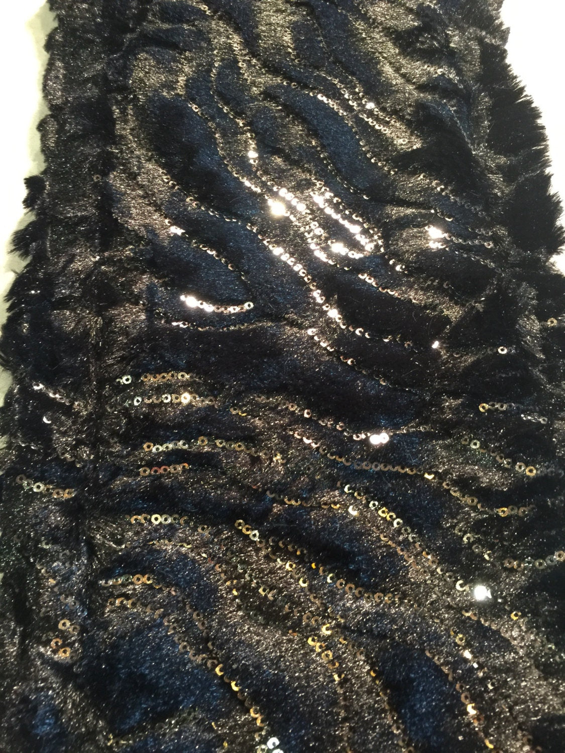 Nemesis Antique Vintage Styled Infinity Scarf, Black Furry Knit