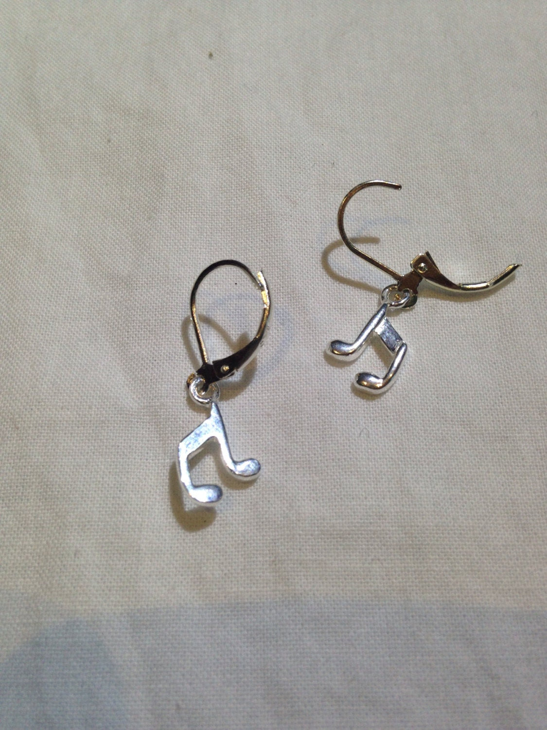 Vintage Handmade 925 Sterling Silver Music Note Charm Deco Earrings