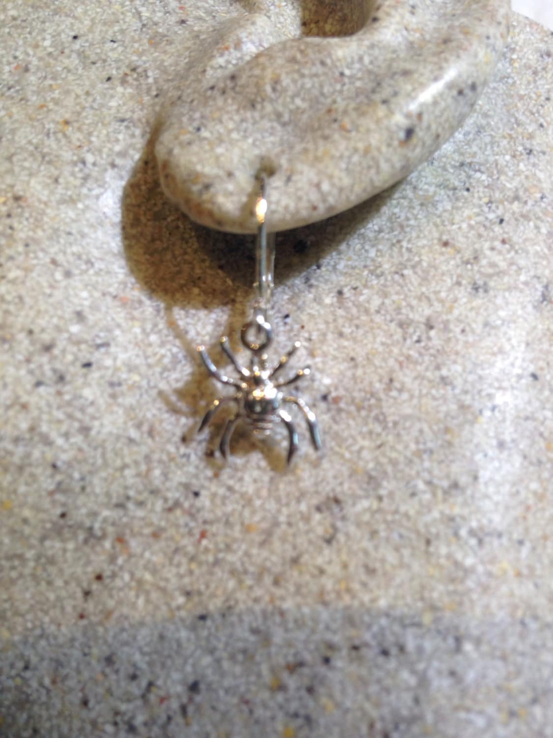 Vintage Handmade 925 Sterling Silver Spider Charm Deco Earrings