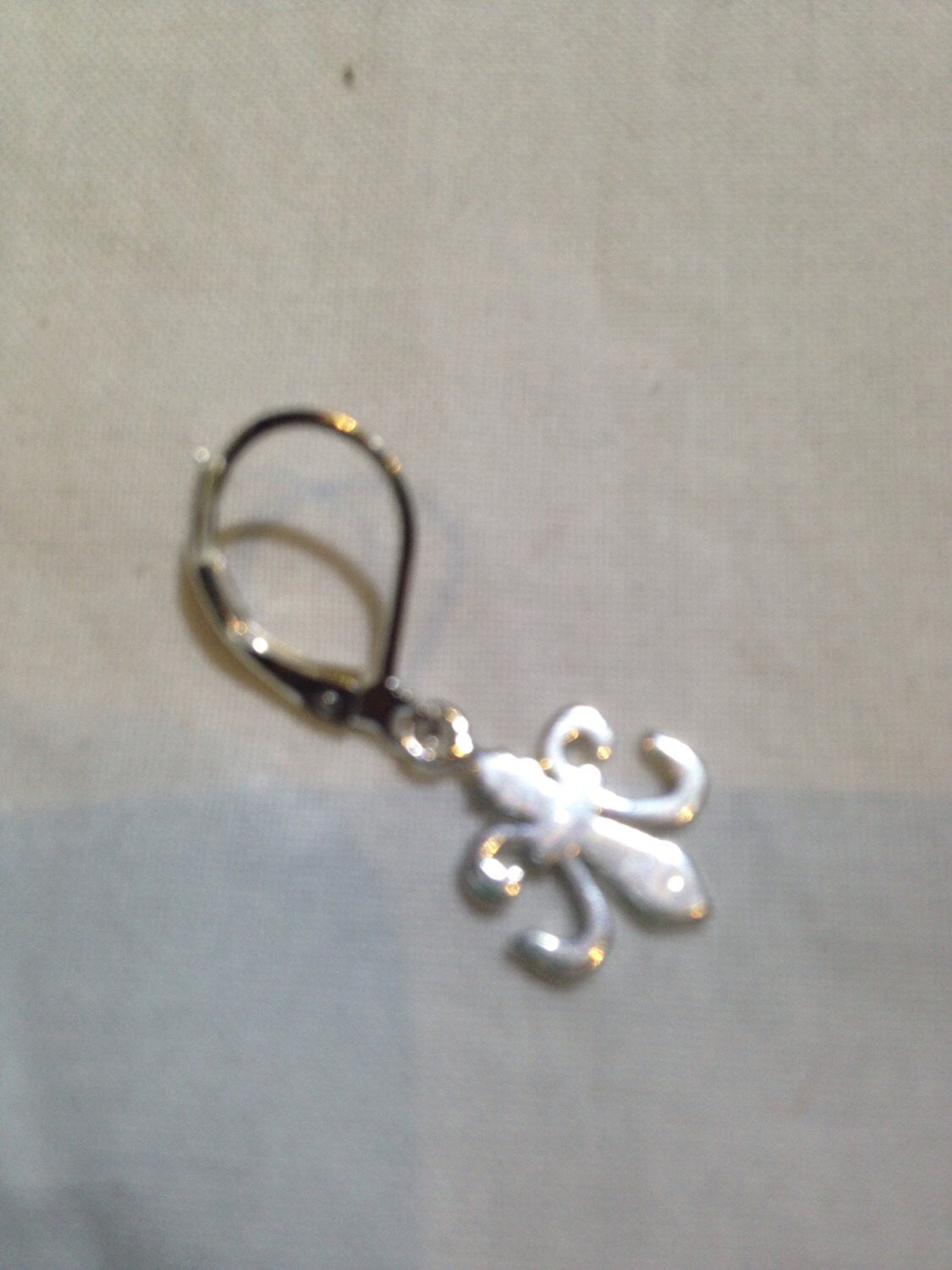 Vintage Handmade 925 Sterling Silver Fleur di Leis Charm Deco Earrings