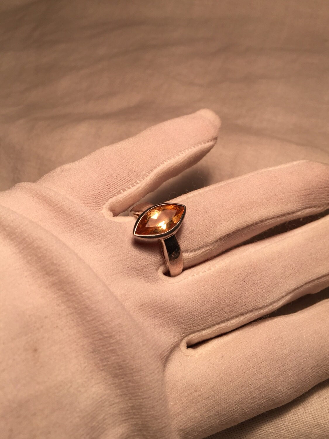 Vintage Handmade Golden Genuine Citrine 925 Sterling Silver gothic Ring