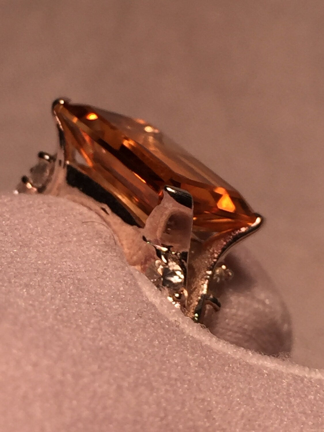 Vintage Handmade Golden Genuine Citrine 925 Sterling Silver Gothic Ring