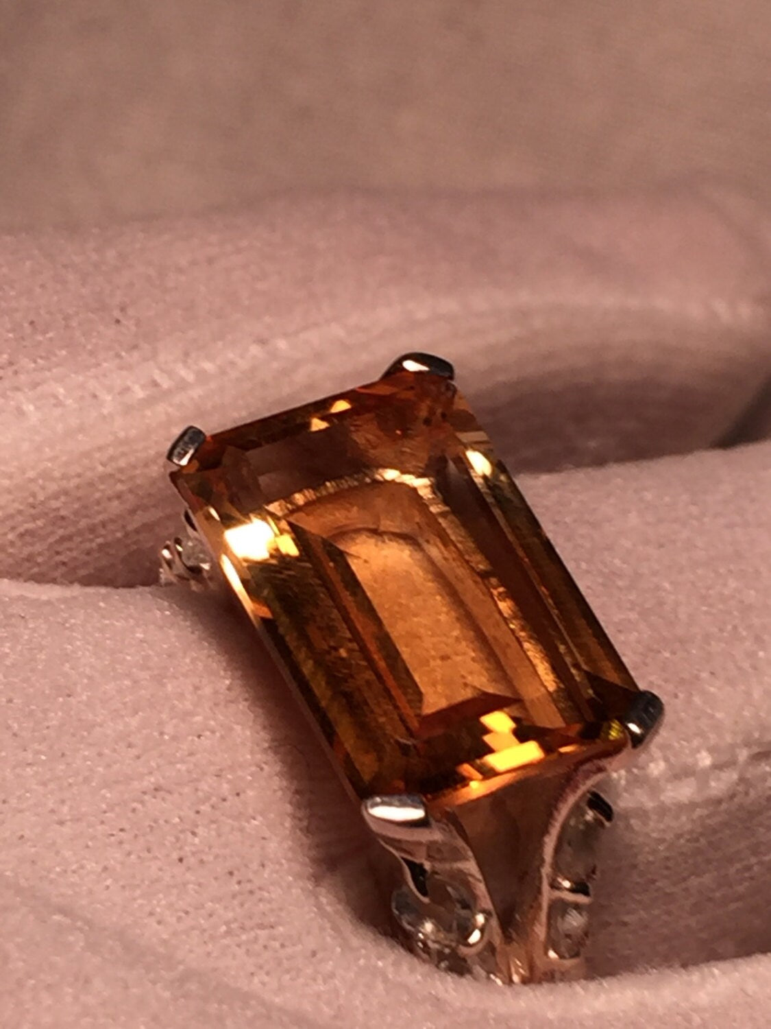 Vintage Handmade Golden Genuine Citrine 925 Sterling Silver Gothic Ring