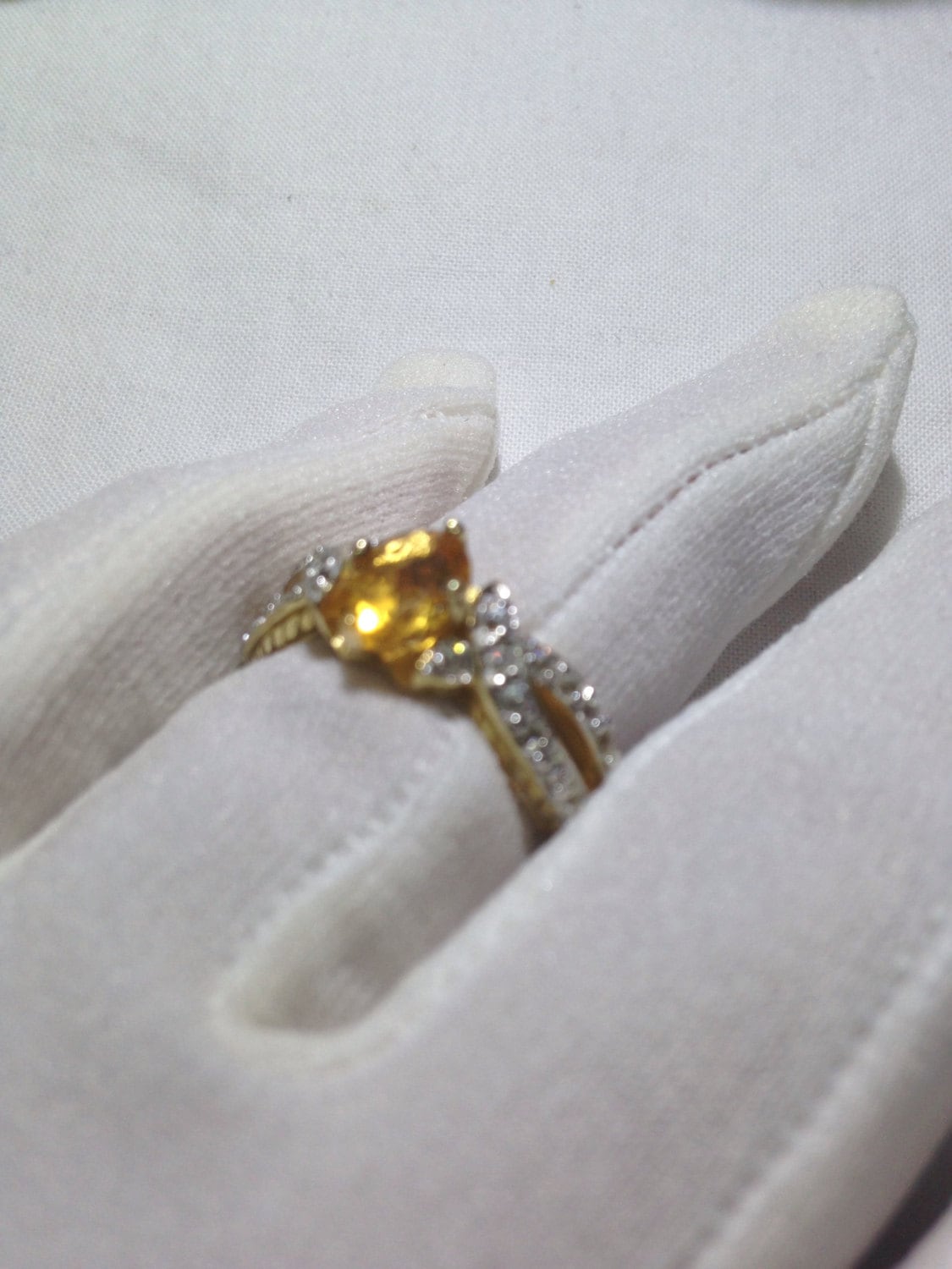 Vintage Handmade Golden Genuine Citrine 925 Sterling Silver Gothic Ring