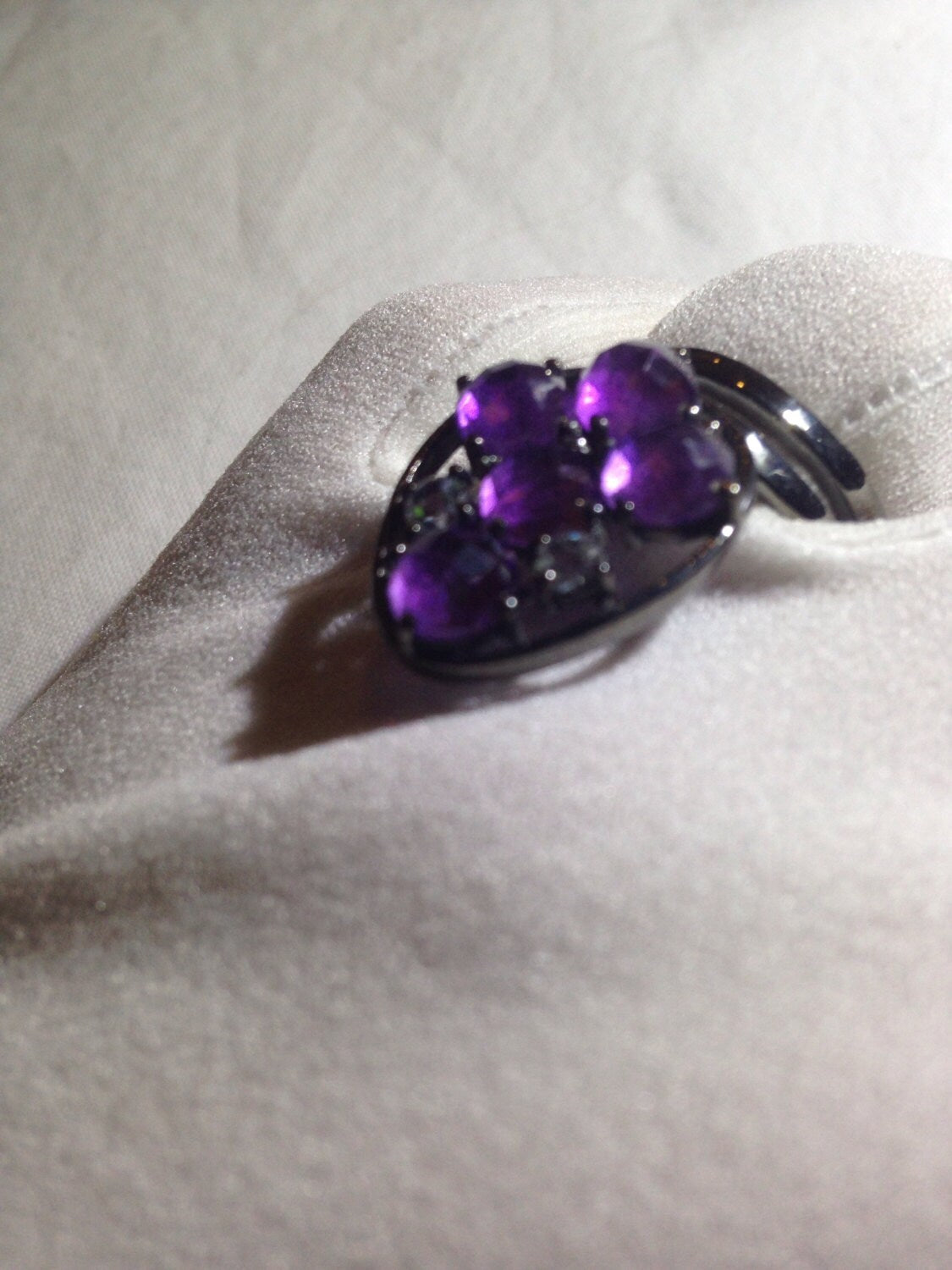 Vintage Handmade Genuine Purple Amethyst Filigree Setting 925 Sterling Silver Gothic Ring