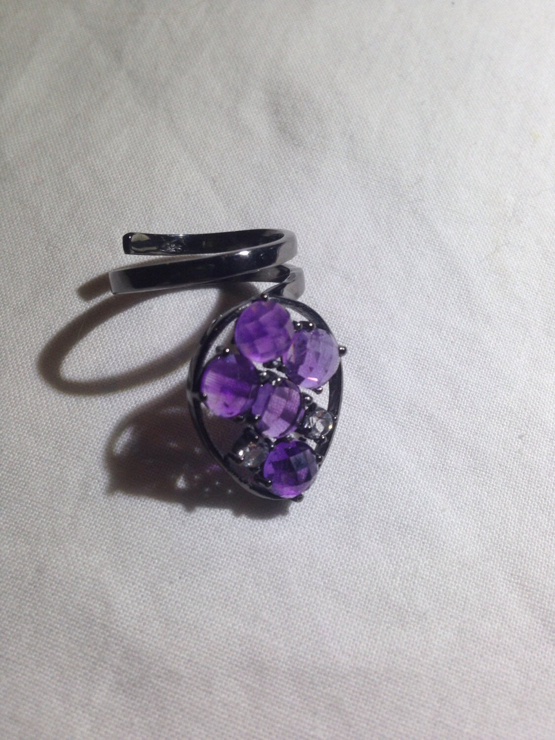 Vintage Handmade Genuine Purple Amethyst Filigree Setting 925 Sterling Silver Gothic Ring