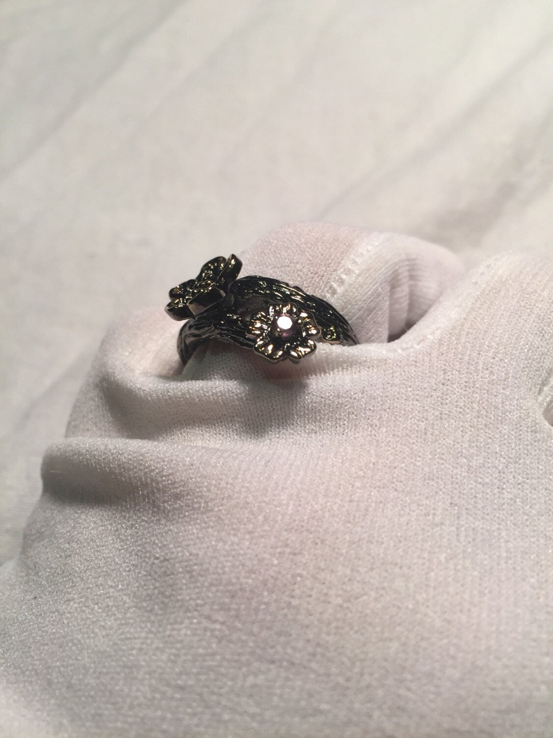 Vintage Rose Flower 925 Sterling Silver Antiqued Ring